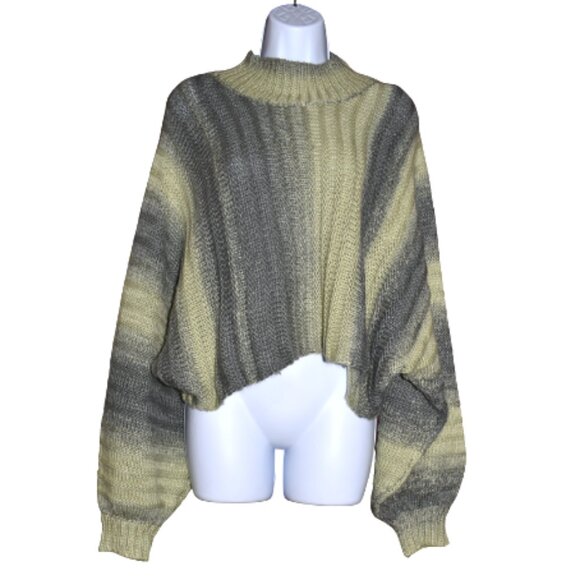 POL Cropped Boxy Knit Sweater Green High Neck Women’s Size Medium - Picture 1 of 12